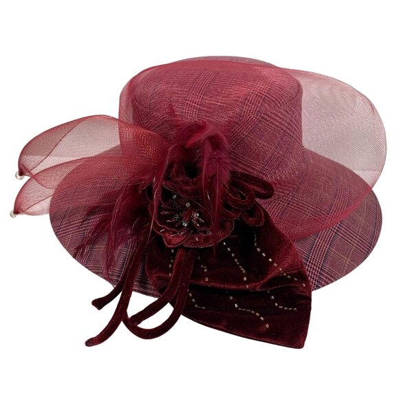 Donna Vinci Plaid Organza Embellished Kentucky Derby Wedding Church Hat VTG main image 9
